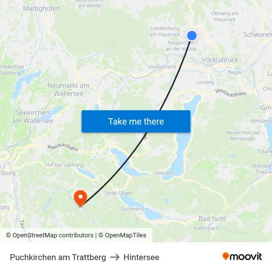 Puchkirchen am Trattberg to Hintersee map