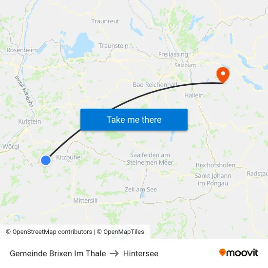 Gemeinde Brixen Im Thale to Hintersee map