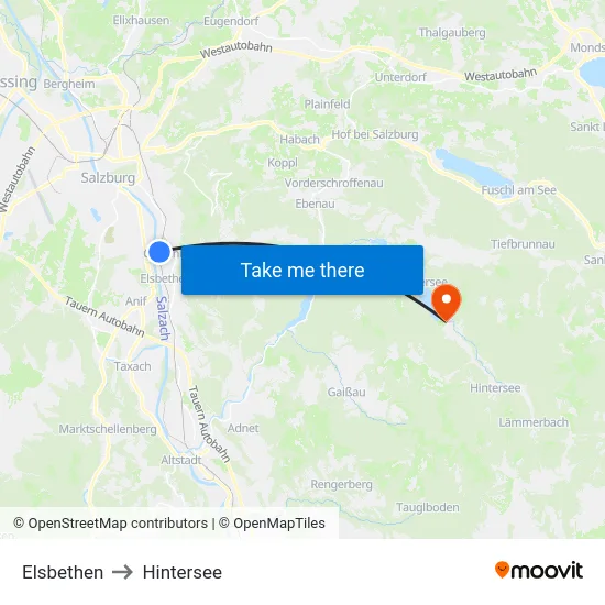 Elsbethen to Hintersee map