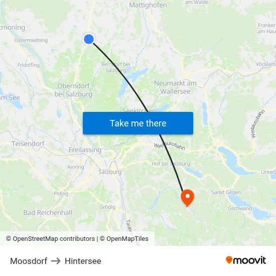 Moosdorf to Hintersee map