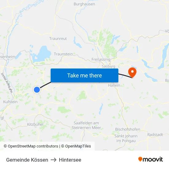 Gemeinde Kössen to Hintersee map