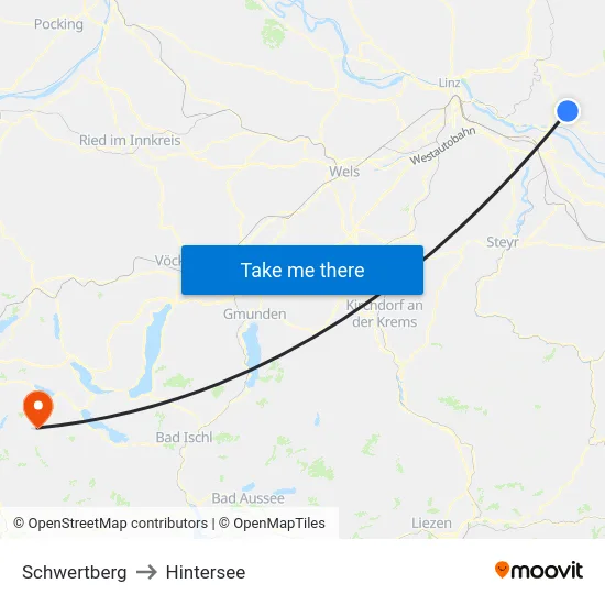Schwertberg to Hintersee map