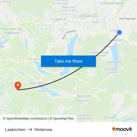 Laakirchen to Hintersee map