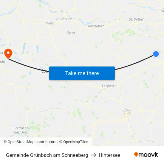 Gemeinde Grünbach am Schneeberg to Hintersee map