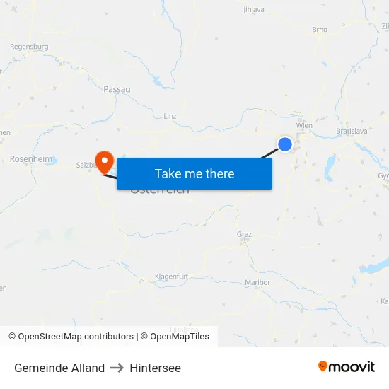Gemeinde Alland to Hintersee map