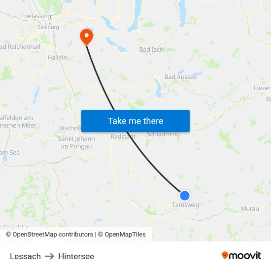 Lessach to Hintersee map