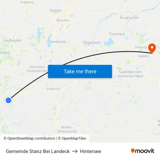 Gemeinde Stanz Bei Landeck to Hintersee map