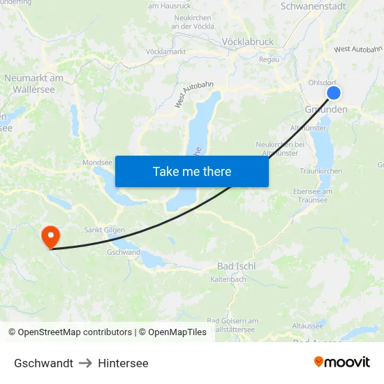 Gschwandt to Hintersee map