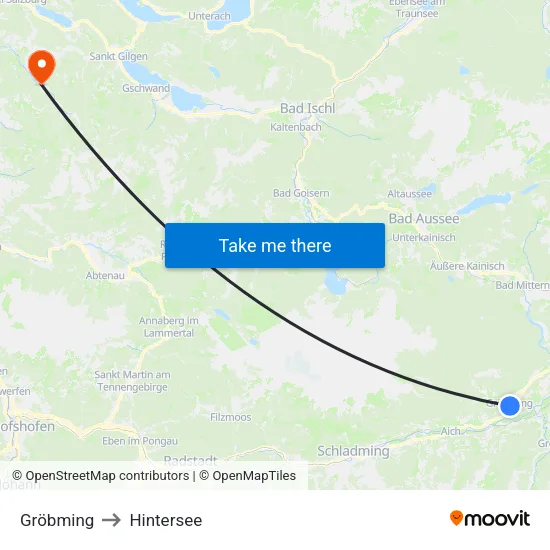 Gröbming to Hintersee map