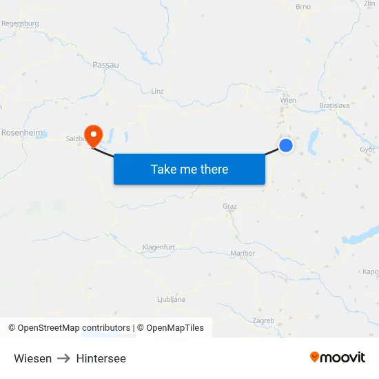 Wiesen to Hintersee map