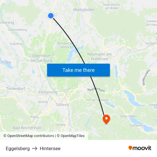 Eggelsberg to Hintersee map