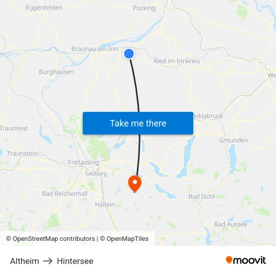 Altheim to Hintersee map