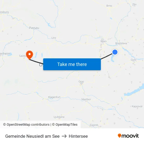 Gemeinde Neusiedl am See to Hintersee map
