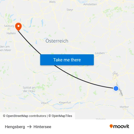 Hengsberg to Hintersee map