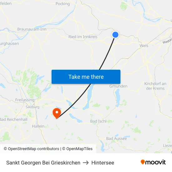 Sankt Georgen Bei Grieskirchen to Hintersee map