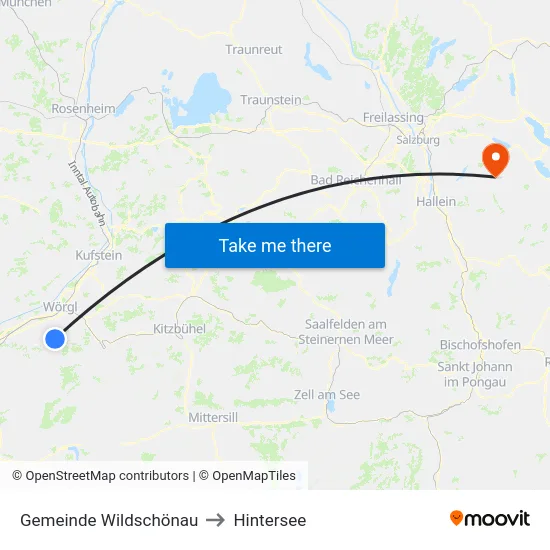 Gemeinde Wildschönau to Hintersee map