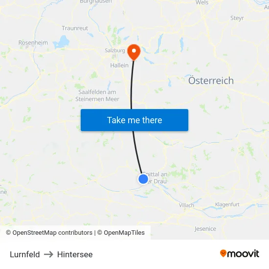 Lurnfeld to Hintersee map