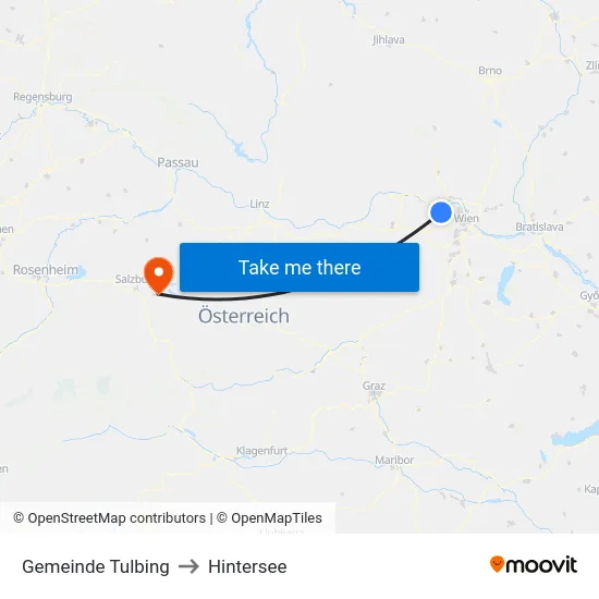 Gemeinde Tulbing to Hintersee map