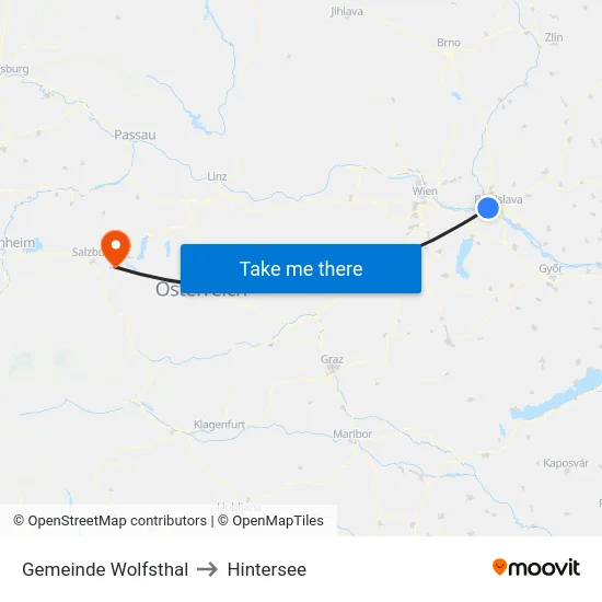 Gemeinde Wolfsthal to Hintersee map