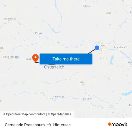 Gemeinde Pressbaum to Hintersee map