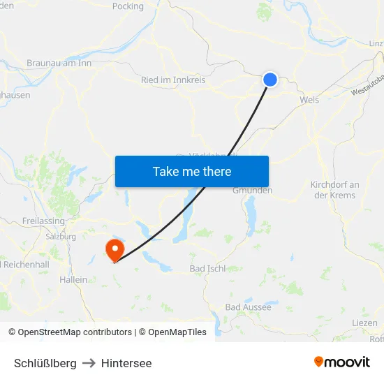 Schlüßlberg to Hintersee map