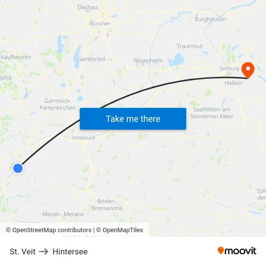 St. Veit to Hintersee map