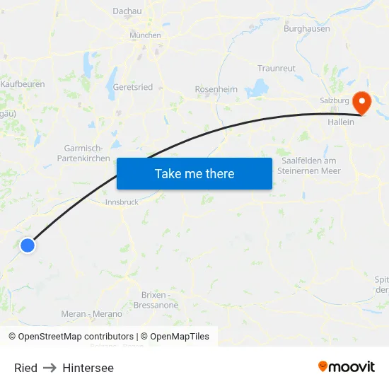 Ried to Hintersee map