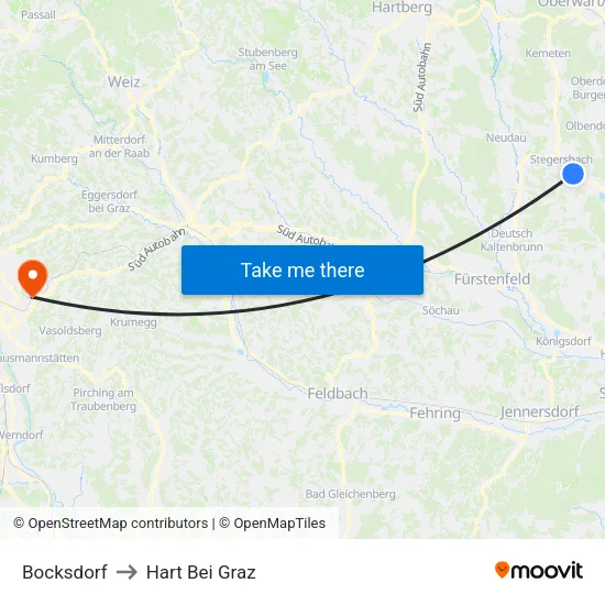 Bocksdorf to Hart Bei Graz map