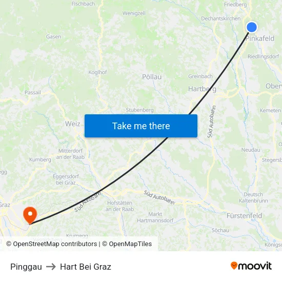Pinggau to Hart Bei Graz map