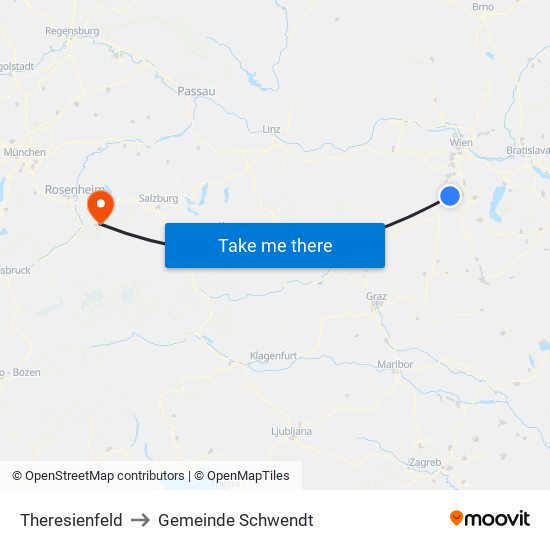 Theresienfeld to Gemeinde Schwendt map
