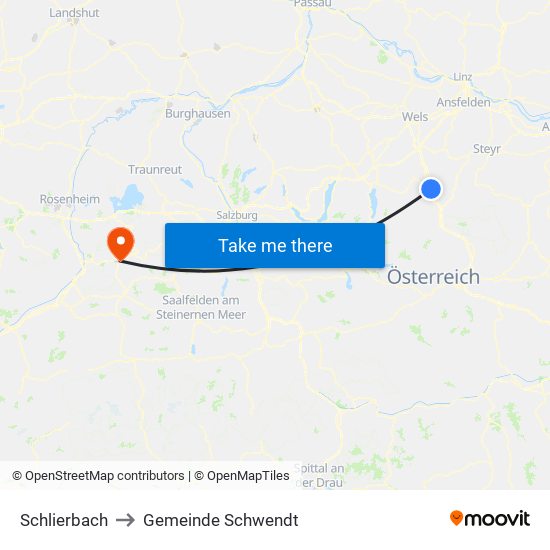 Schlierbach to Gemeinde Schwendt map