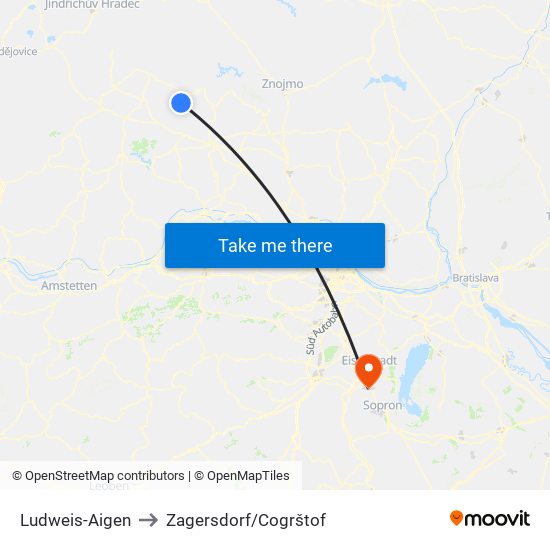 Ludweis-Aigen to Zagersdorf/Cogrštof map