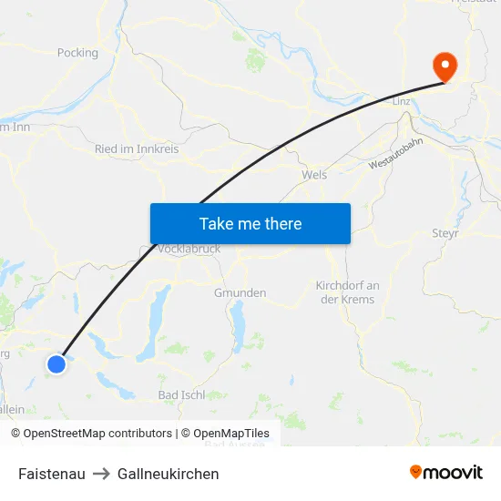 Faistenau to Gallneukirchen map
