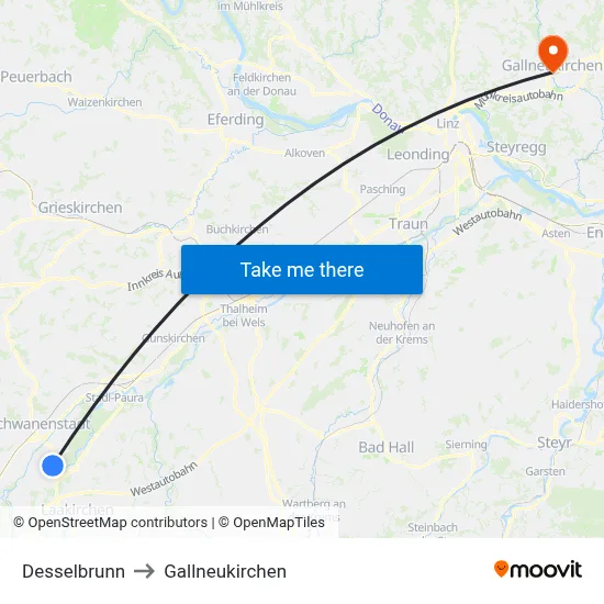 Desselbrunn to Gallneukirchen map