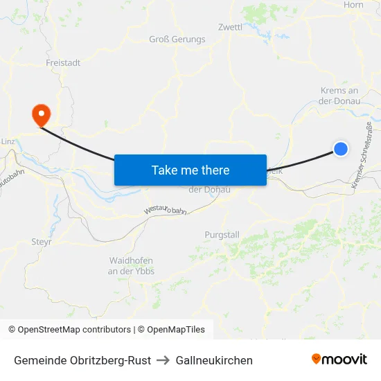 Gemeinde Obritzberg-Rust to Gallneukirchen map