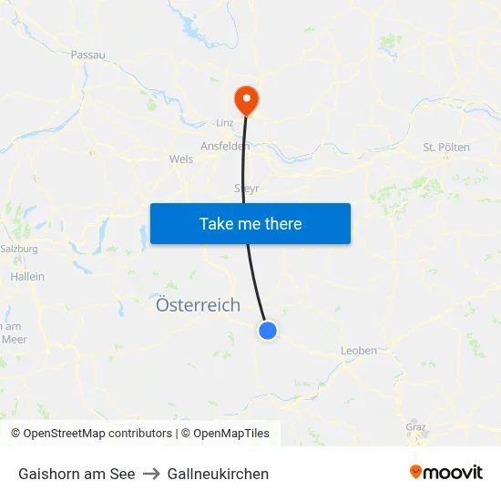 Gaishorn am See to Gallneukirchen map