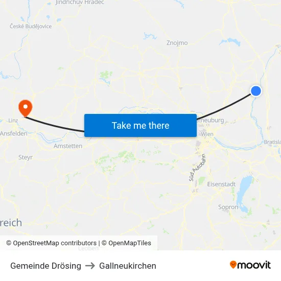 Gemeinde Drösing to Gallneukirchen map