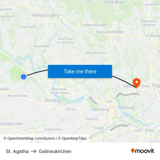 St. Agatha to Gallneukirchen map