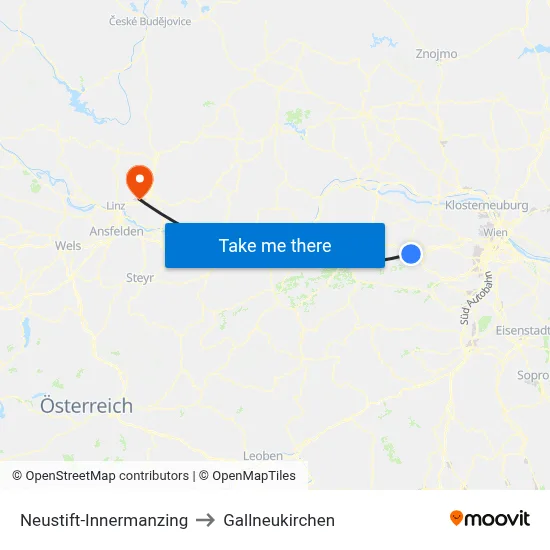 Neustift-Innermanzing to Gallneukirchen map