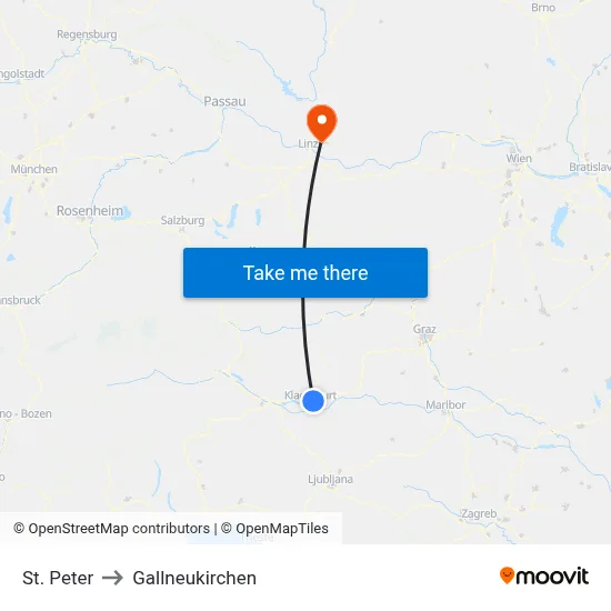 St. Peter to Gallneukirchen map