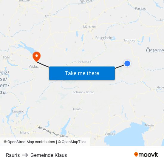 Rauris to Gemeinde Klaus map
