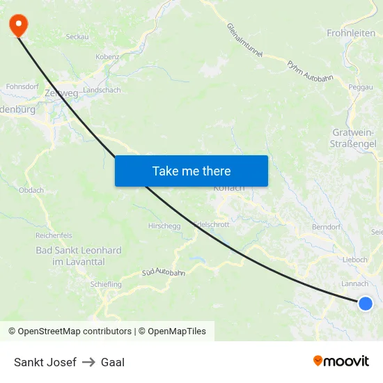Sankt Josef to Gaal map