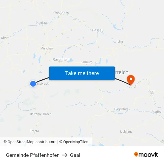 Gemeinde Pfaffenhofen to Gaal map