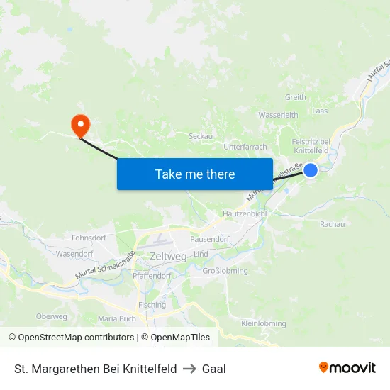 St. Margarethen Bei Knittelfeld to Gaal map