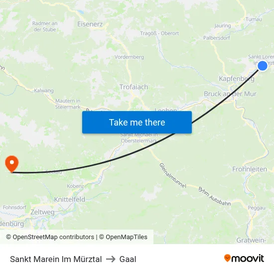 Sankt Marein Im Mürztal to Gaal map