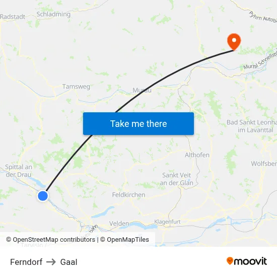 Ferndorf to Gaal map