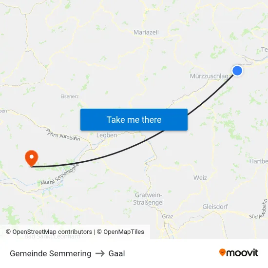 Gemeinde Semmering to Gaal map