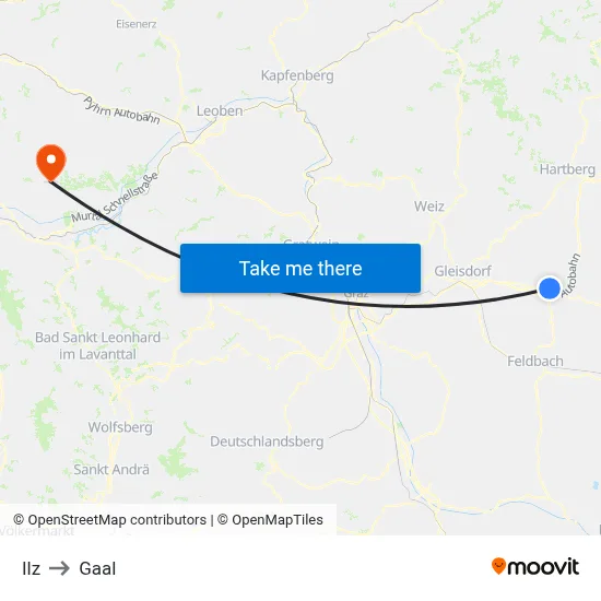 Ilz to Gaal map