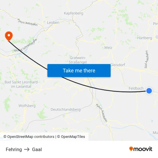 Fehring to Gaal map