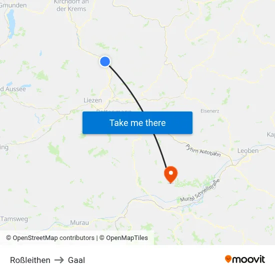 Roßleithen to Gaal map